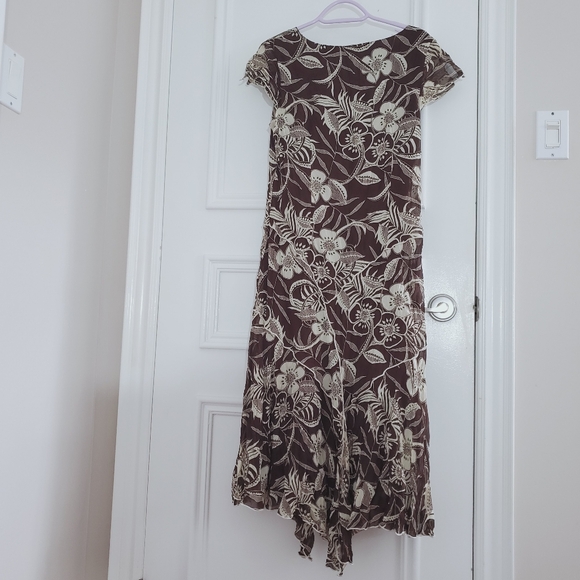 Vintage 80's Crepe Floral Short Sleeved Maxi Dress By Linea Domani Italy - Picture 14 of 16